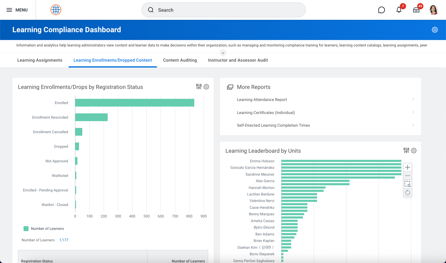 screenshot of Workday Learning
